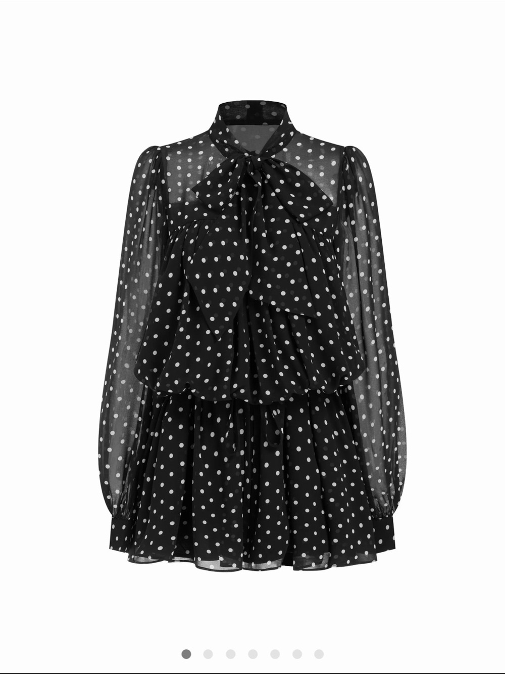 NWT - XL - cider Black Polka Dot Long-Sleeve Chiffon Dress
